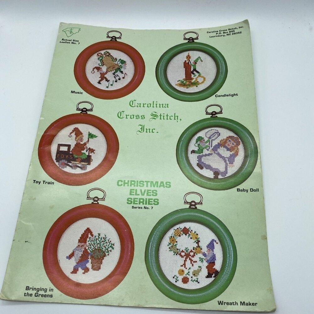 Carolina Cross Stitch Inc Christmas Elves Series 7 Ornaments Patterns Booklet